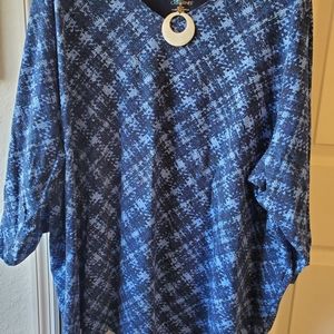 Women's blue patterned sweater/tunic Catherine's 4x 30/32